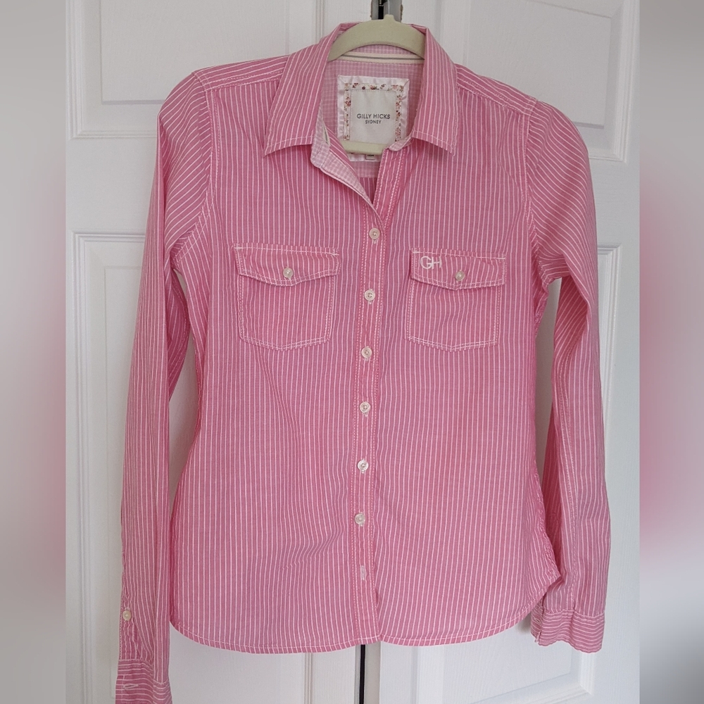 Gilly Hicks Pink and White Striped Shirt